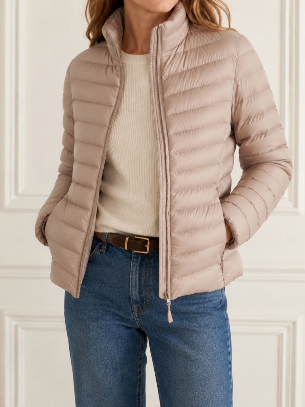32 Degrees Packable Lightweight Down Travel Jacket Small Taupe Puffer Beige Tan